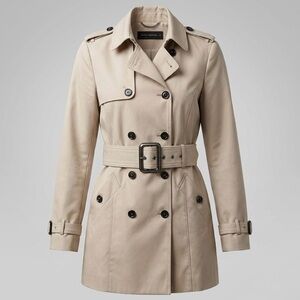 Zara Woman Beige Double-Breasted Trench Coat+Belt - Size L - Spring/Fall Staple